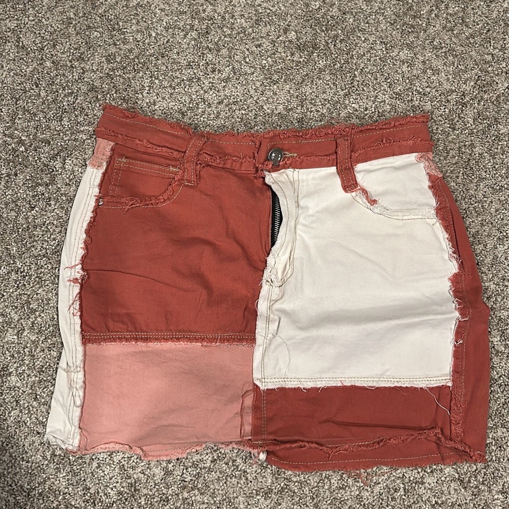 Rue21 Patchwork Midi Skirt - Red and White